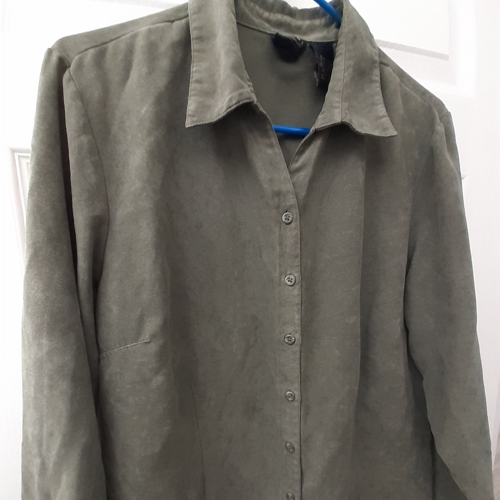 Sonoma Suede Shirt/Jacket 100 % Polyester Sz XL Green